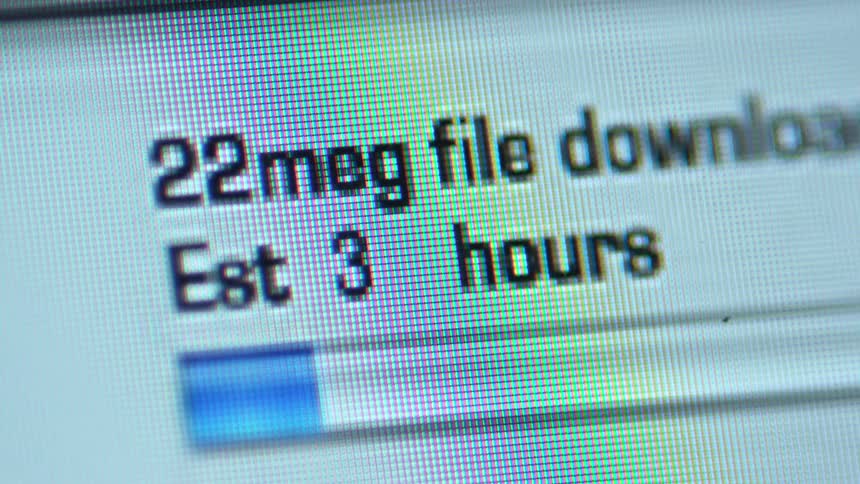 A computer screen with text on it as a program downloads
