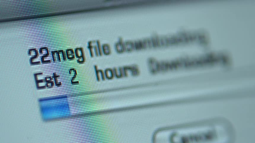 A download timer for a file is seen on a screen
