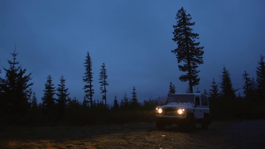 A jeep parked in a rural area