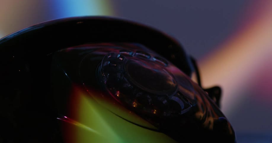 A view of colorful lights on a rotary phone