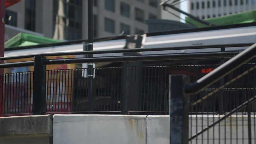 A view of a train pulling into a station