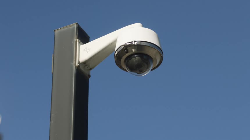 Security camera on pole