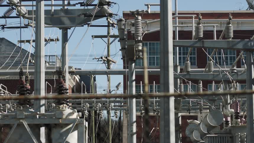 The power plant is full of wires and coils