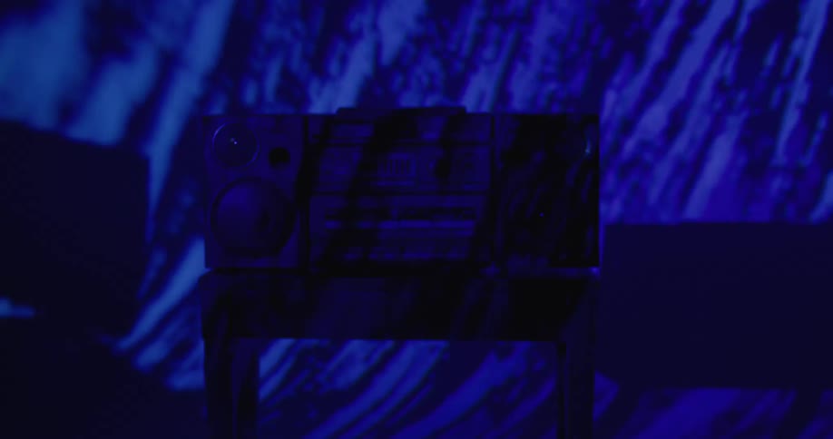 A view of a boombox on a table