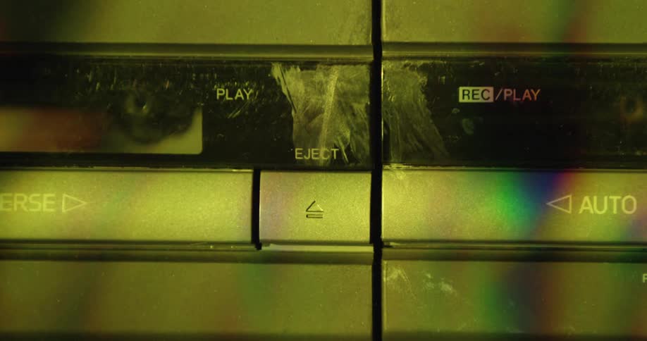 Close up of retro boombox with flashing lights