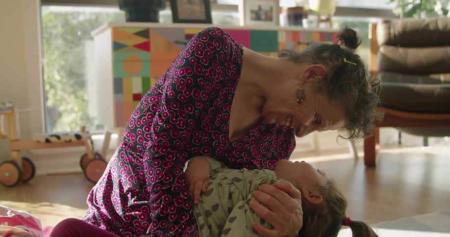 Grandmother and daughter playing