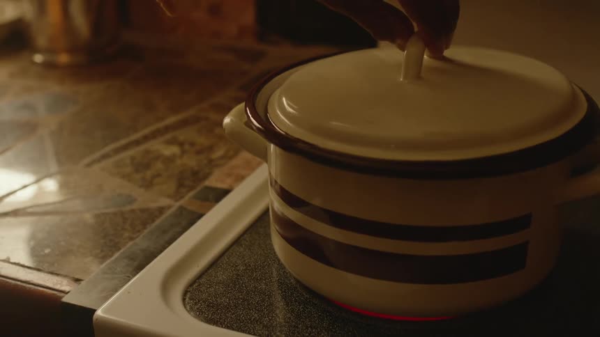 A pot shaking on a burner