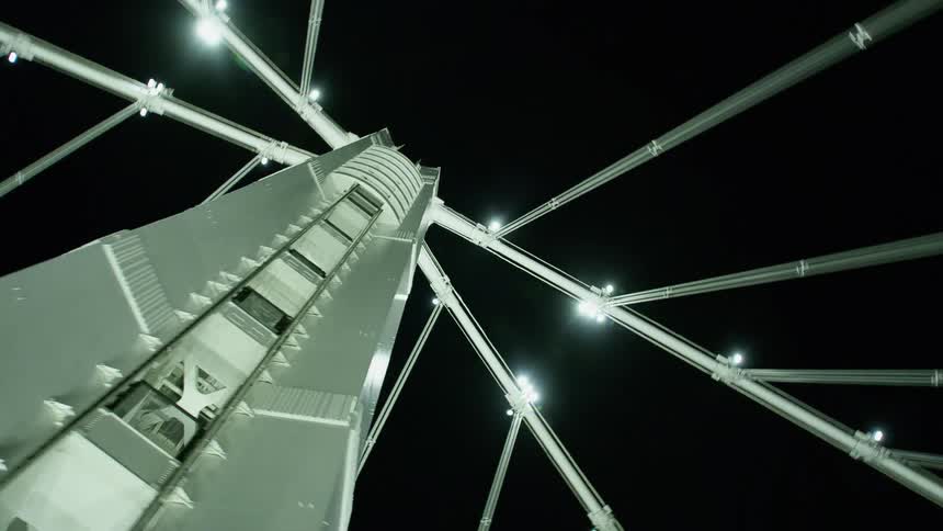 A view of a bridge at night