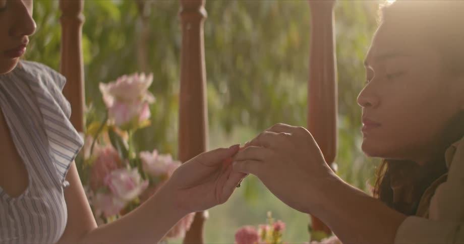 A boyfriend and girlfriend outdoors