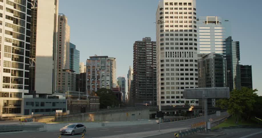 A shot of a freeway in a city