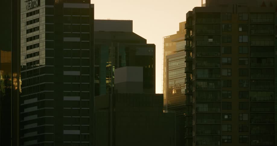 Close up of buildings in a city