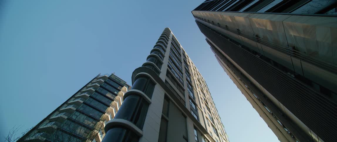 Tall buildings towering above the ground in a city
