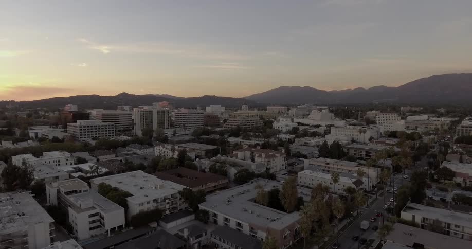 A city with mountains in the distance