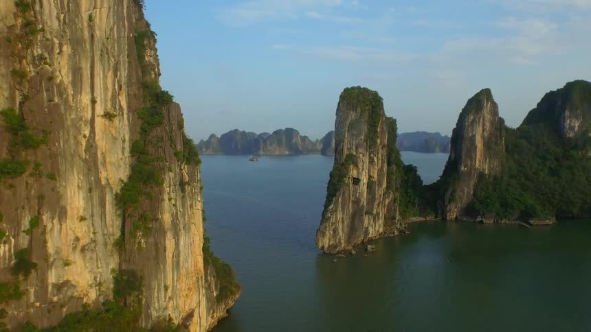 Rock formations and islands along the coast