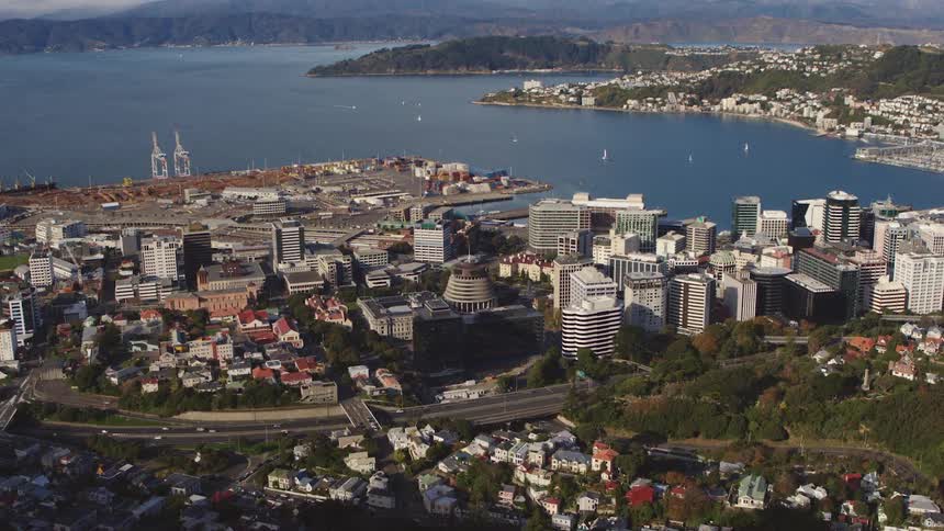 An aerial view of a city