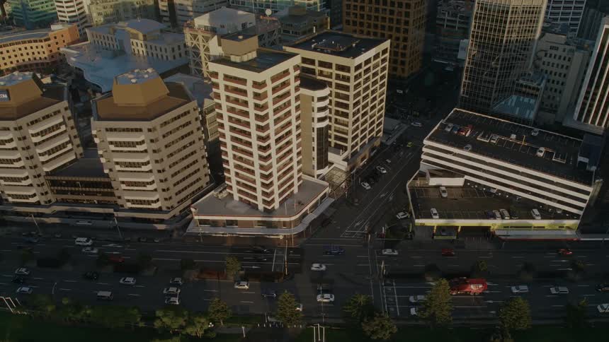 Traffic travels on the multilane streets in the city