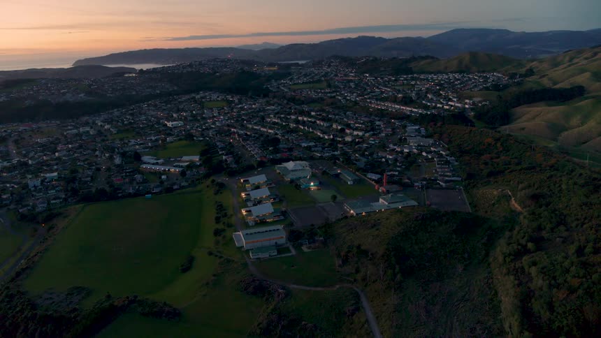 An aerial view of a city area