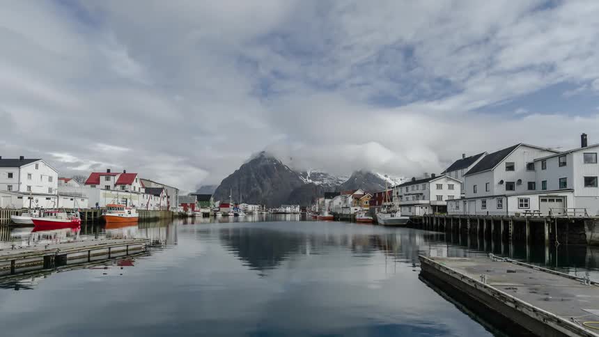 Mountain overlooking the fishing village docks