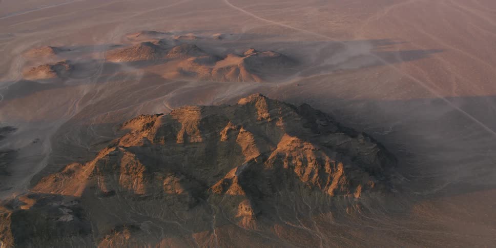 An aerial view of some sand in the desert