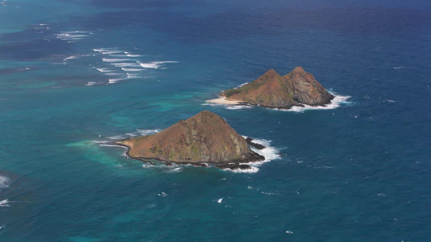 An aerial view of the ocean