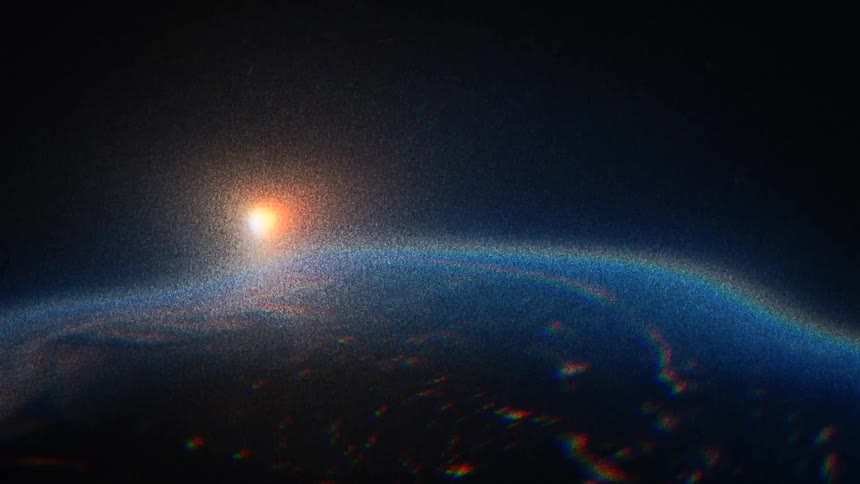 The planet is hazy from outerspace