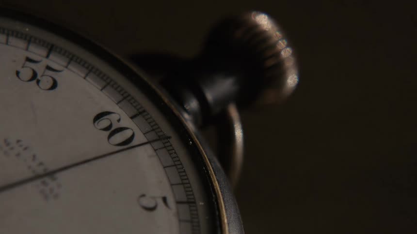 A second hand ticks past 60 on a stop watch