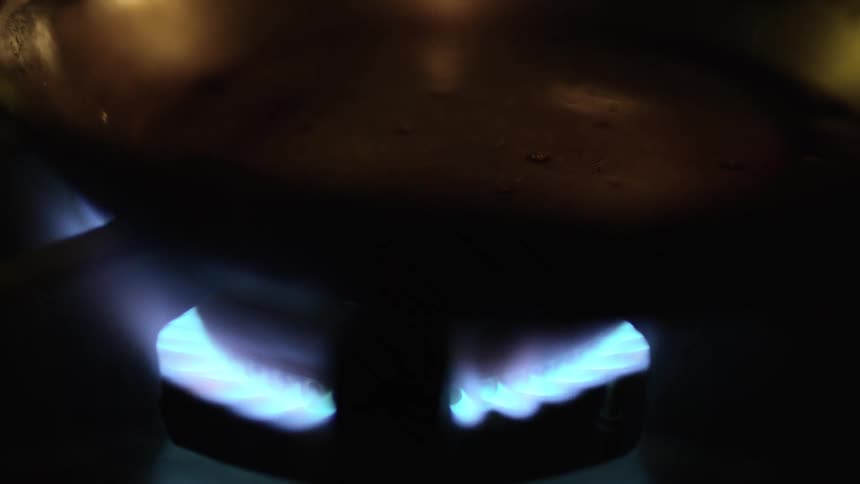 Gas stove alight