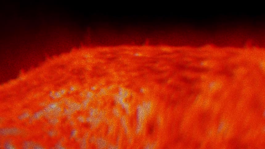The red lava moves around in the dark