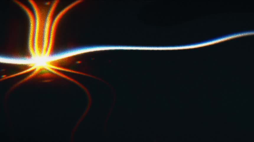 Flares on a distorted footage of the sun setting over the horizon