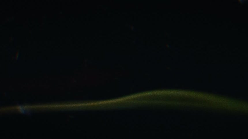 Greenish wave contrasts with surrounding blackness as bright light shines through
