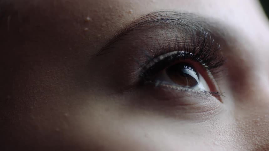 Macro shot of a woman's eye as she blinks