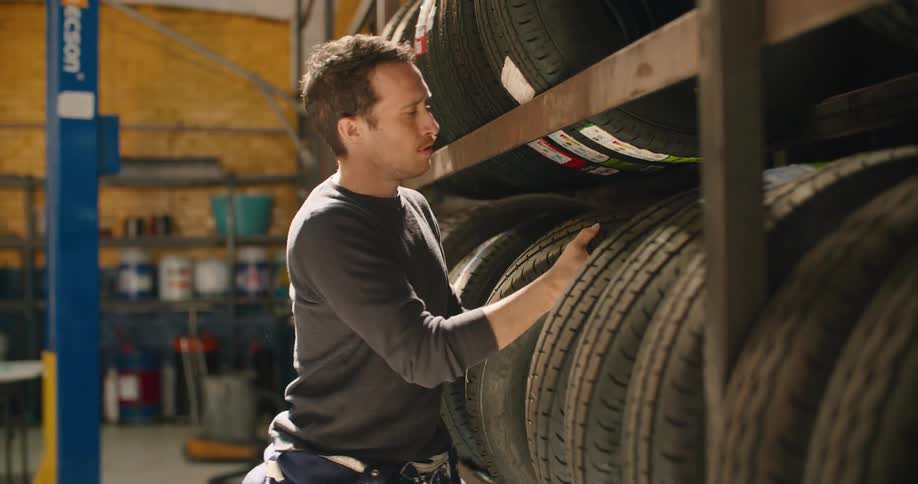 Person looking for a tire