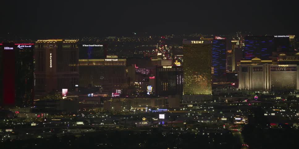 Aerial shot of a city at night