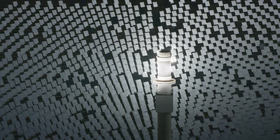 A screen displaying white squares against a black background moves past a lamp post