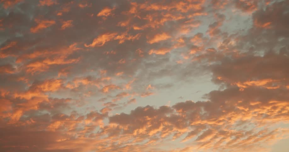 High clouds reflecting the soft yellow sunlight at evening