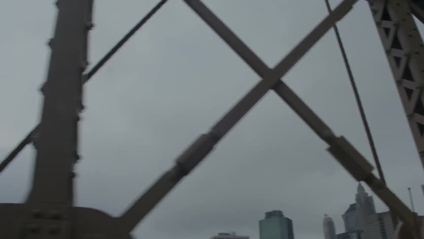 A bridge and city on a cloudy day