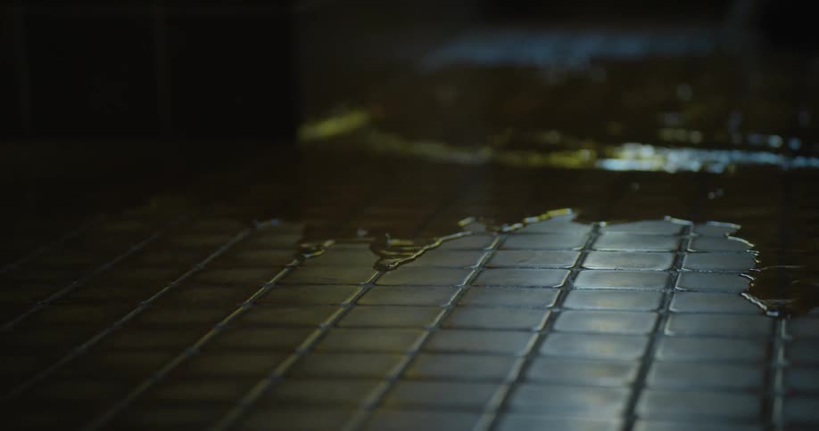Water slowly floods over the tiles