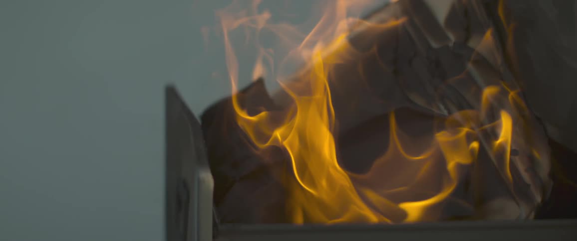 A fire is blazing in slow motion