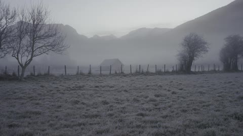 A frosty farm during the day