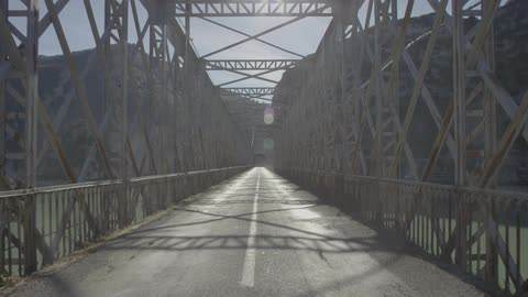 Moving over a small two lane bridge