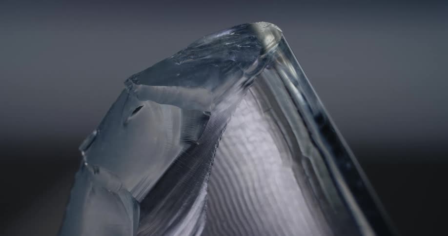 A view of a large crystal with light shining on it