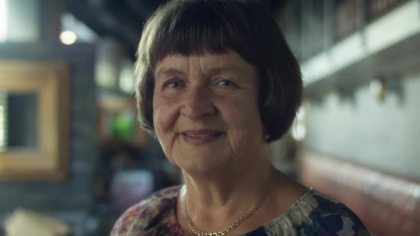 A portrait shot of an older woman