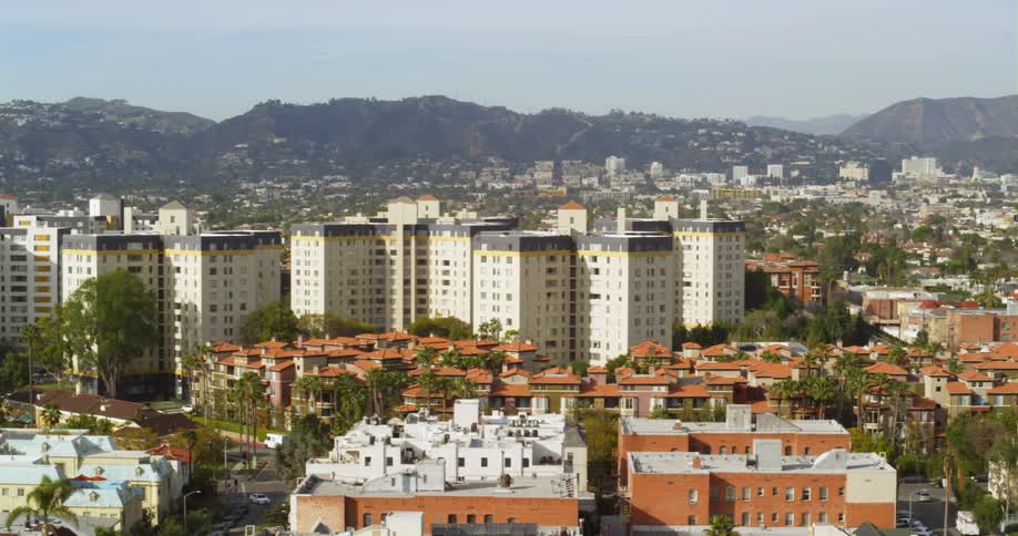 Buildings and towers in a city in the day