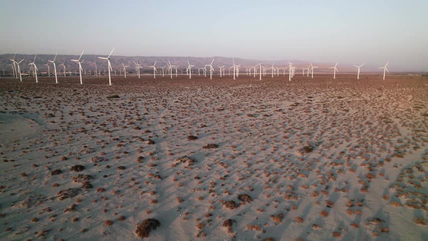 Turbines spinning on a wind farm