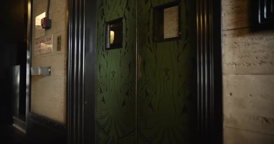 A look at a green color door that appears to be closed