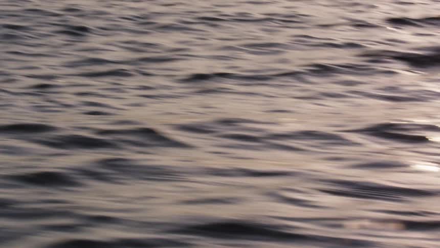 Waves in a lake and the hills on the horizon as seen from a boat