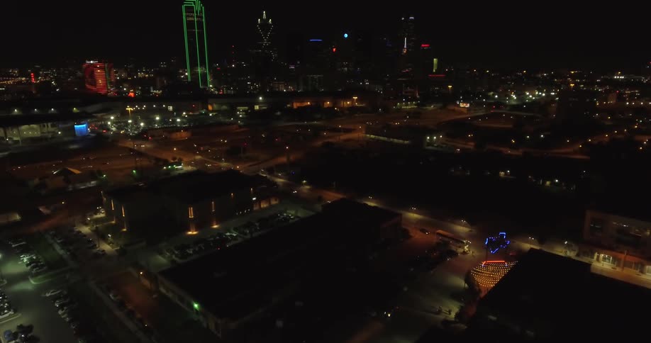 Aerial view of a city at night