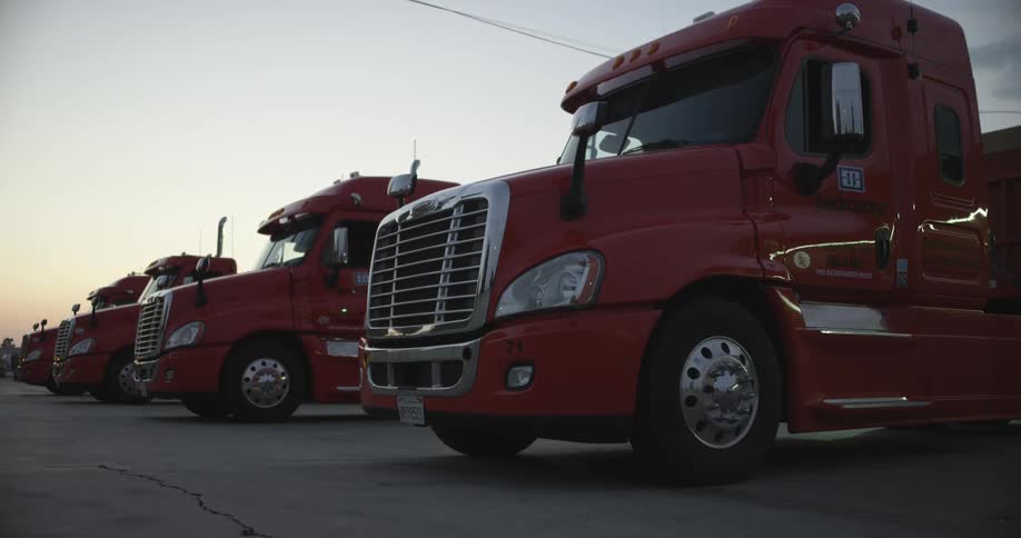 Row of red trucks