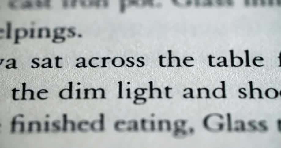 Short paragraphs fill a page in a book