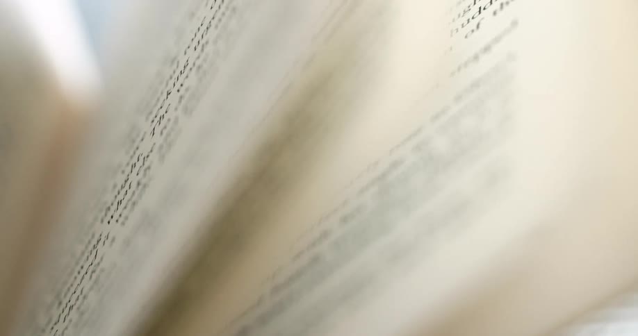 Close up of book with open pages and texts
